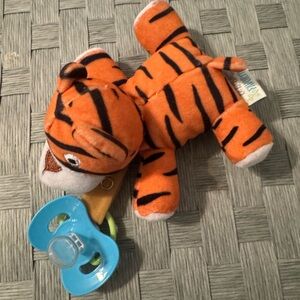 Orange Tiger Plush Pacifier Holder